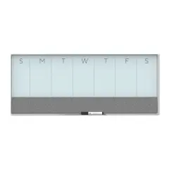 U Brands White Aluminum Framed Magnetic Glass Weekly Calendar Dry-Erase Board, 36" x 15"