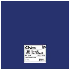 PA Paper&trade; Accents 12" x 12" Smooth Cardstock Paper, 25 Sheets Dark Cerulean Blue
