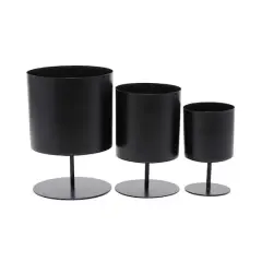 Black Modern Planter, Set of 3" 14", 12", 10"