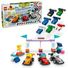 LEGO&reg; DUPLO&reg; Town F1&reg; Team Race Cars & Drivers Building Toy for Family Fun 10445