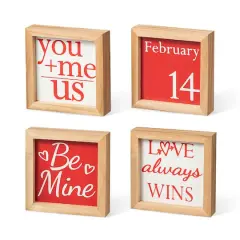 Glitzhome&reg; 4" Valentine's Wooden Block Table D&eacute;cor Set