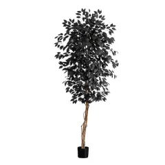 6ft. Artificial Halloween Black Ficus Tree with Natural Trunk