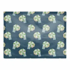 Umbrella Pattern Cotton Twill Placemat Navy and Green