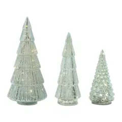 Green Mercury Glass LED Tree Set