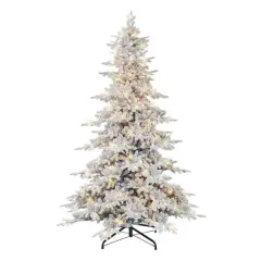 9ft. Pre-Lit Flocked Utah Fir Artificial Christmas Tree, Clear Lights