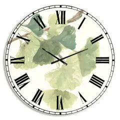 Designart 'Watercolor Gingko Leaves I Cabin Wall Clock