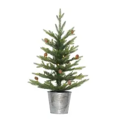 2 ft. Pre-Lit Table Top Artificial Christmas Tree In Metal Pot