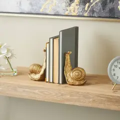 7" Gold Metal Snail Standing Bookends, 2ct.
