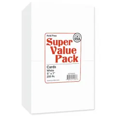 PA Paper&trade; Accents Super Value Pack Cards, 5" x 7" White