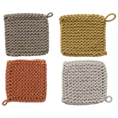 Hello Honey&reg; Square Cotton Crocheted Potholder Set
