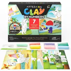 Arteza&reg; Kids Dinosaurs Clay By Numbers Kit, 56 pcs