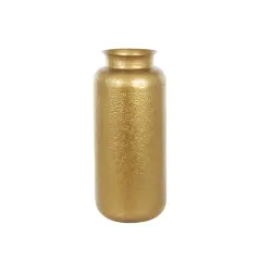 Gold Metal Tall Textured Hammered Floor Vase