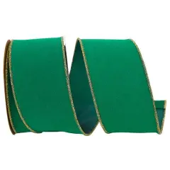 Reliant 2.5" x 10yd. Velvet Duro Domestic Wired Ribbon Green/Gold