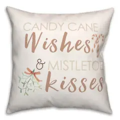 Candycane Wishes Kisses 18x18 Throw Pillow