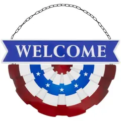 19.25" Americana Welcome Metal Wall Sign with Bunting