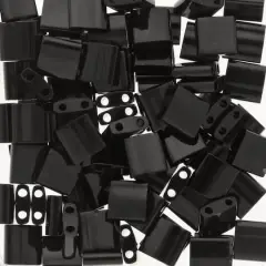 Miyuki&reg; Tila&reg; 5mm 2-Hole Square Glass Seed Beads Jet Black