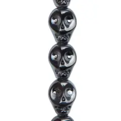 Black Glass Skull Beads, 10mm by Bead Landing&trade;