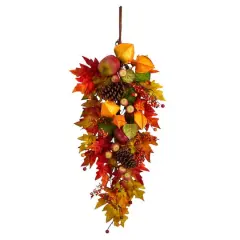 35" Maple Leaf & Berries Fall Teardrop Swag