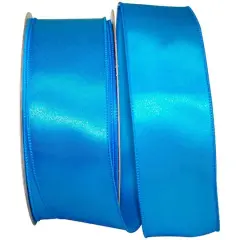 JAM Paper 2.5" x 50yd. Wired Satin Ribbon Turquoise