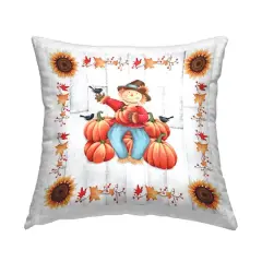 Stupell Industries Happy Scarecrow Pumpkin Harvest Decorative Printed Throw Pillow