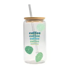 16oz. Monstera Leaf Coffee Glass Can Cup