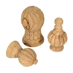 Hello Honey&reg; Bleached Natural Hand-Carved Mango Wood Finial Set