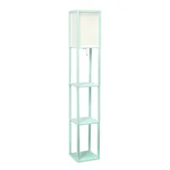 Lalia Home 5ft. Column Shelf Floor Lamp with Linen Shade Aqua
