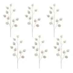 31" Glittered Pinecone Sprays, 6ct. Silver