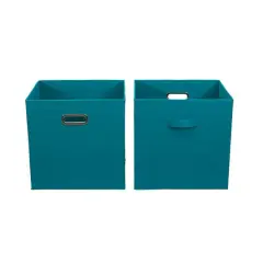 2 Pack Household Essentials 13" Fabric Storage Bins Aqua