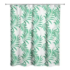 Palm Print Shower Curtain Green and White