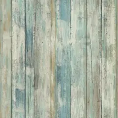 RoomMates Blue Distressed Wood Peel & Stick Wallpaper