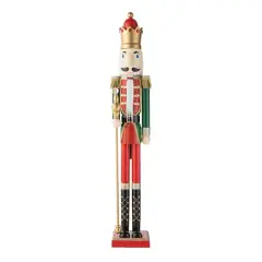 Glitzhome&reg; 42" Wooden Christmas King Nutcracker