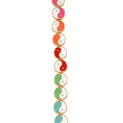 Gold & Multicolor Yin & Yang Disc Beads, 9.5mm by Bead Landing&trade;