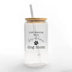 16oz. Stay at Home Dog Mom Glass Can Cup