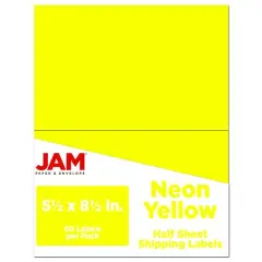 JAM Paper Shipping Labels, 50ct. Neon Yellow