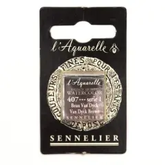 Sennelier French Artists' Watercolor Paint, Half Pan 407 Van Dyck Brown