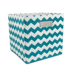 DII&reg; 11" Chevron Stripes Polyester Storage Cube Teal