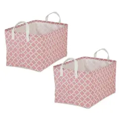 DII&reg; Extra Large Lattice PE-Coated Cotton Polyester Laundry Bin, 2ct. Rose