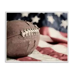 Stupell Industries Football & American Flag Framed Giclee Art White