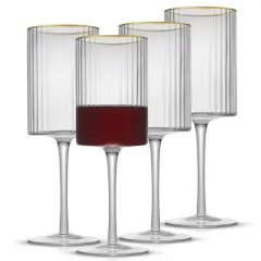 JoyJolt&reg; Christian Siriano 17.5oz. Optic Gold Rim Red Wine Glasses, 4ct.