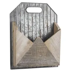 Galvanized Metal & Wood Envelope Wall Organizer