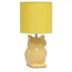 Simple Designs 13" Ceramic Owl Table Lamp Dandelion Yellow
