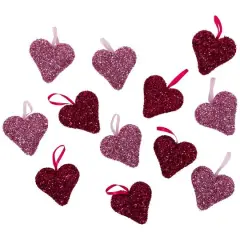 4" Tinsel Shimmering Heart-Shaped Valentine's Day Hanging D&eacute;cor, 12ct.