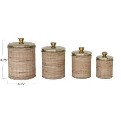 Hello Honey&reg; Rattan Wrapped Stainless Steel Canisters Set