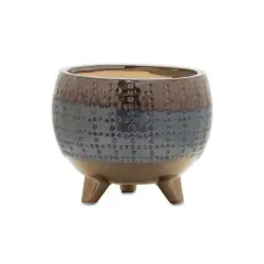 5.25" Dotted Ceramic Planter with Pewter Accent