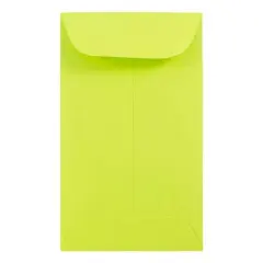 JAM Paper Colored #3 Coin Business Envelopes, 50ct. Ultra Lime Green