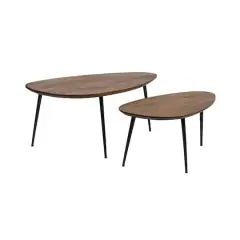 Hello Honey&reg; Mid-Century Modern Wood & Metal Organic Shaped Nesting Table Set