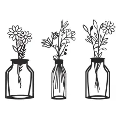 Habitat Decor 28" Wazon Black Botanical Vases Metal Wall Art Set