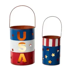 Glitzhome&reg; Metal Patriotic American Bucket Set