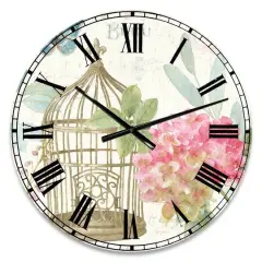 Designart 'Vintage Floral Birdcage I Traditional Wall Clock